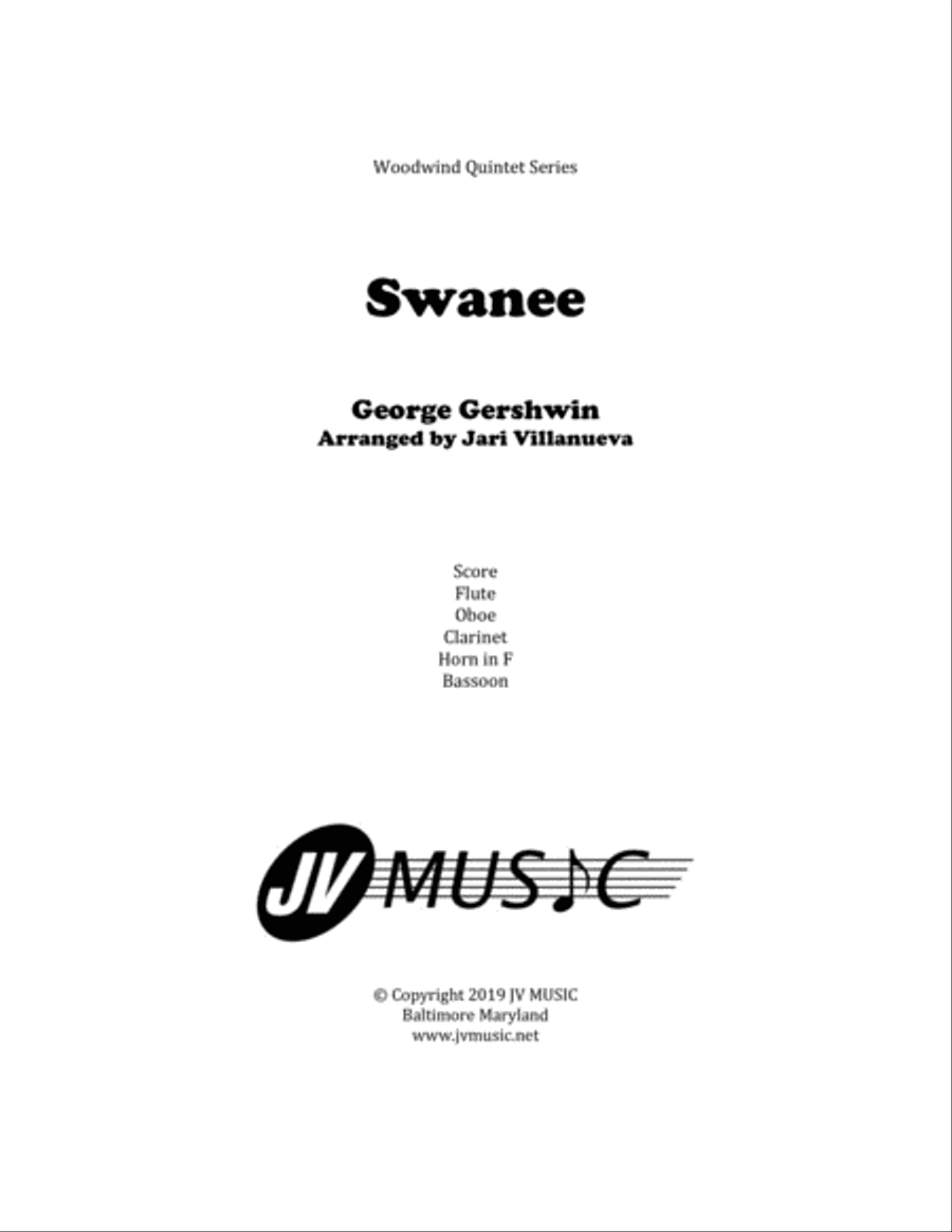 Swanee For Woodwind Quintet Woodwind Quintet scores gallery preview page 1
