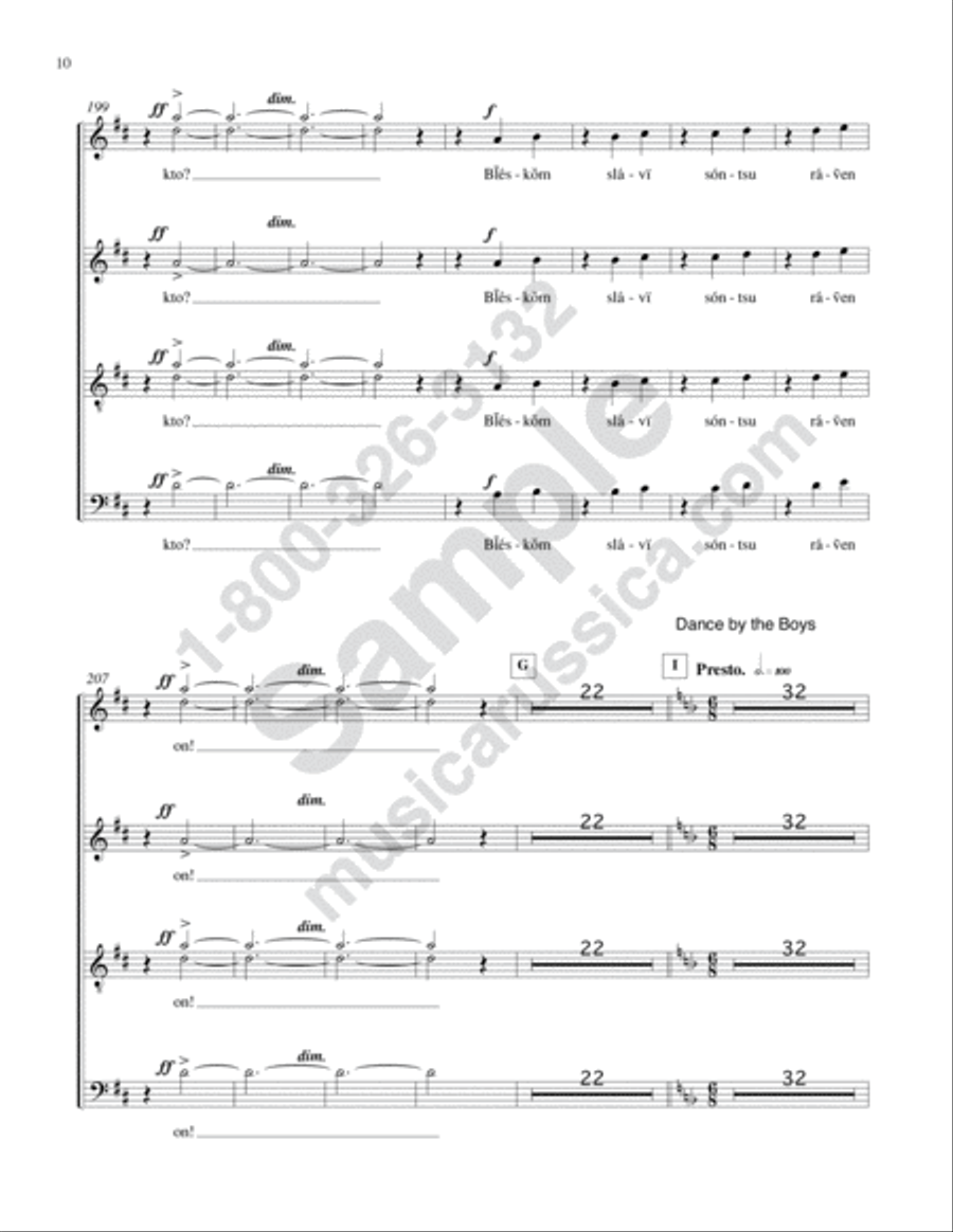 Polovetsian Dances from 'Prince Igor' (Choral Parts) 4-Part scores gallery preview page 9