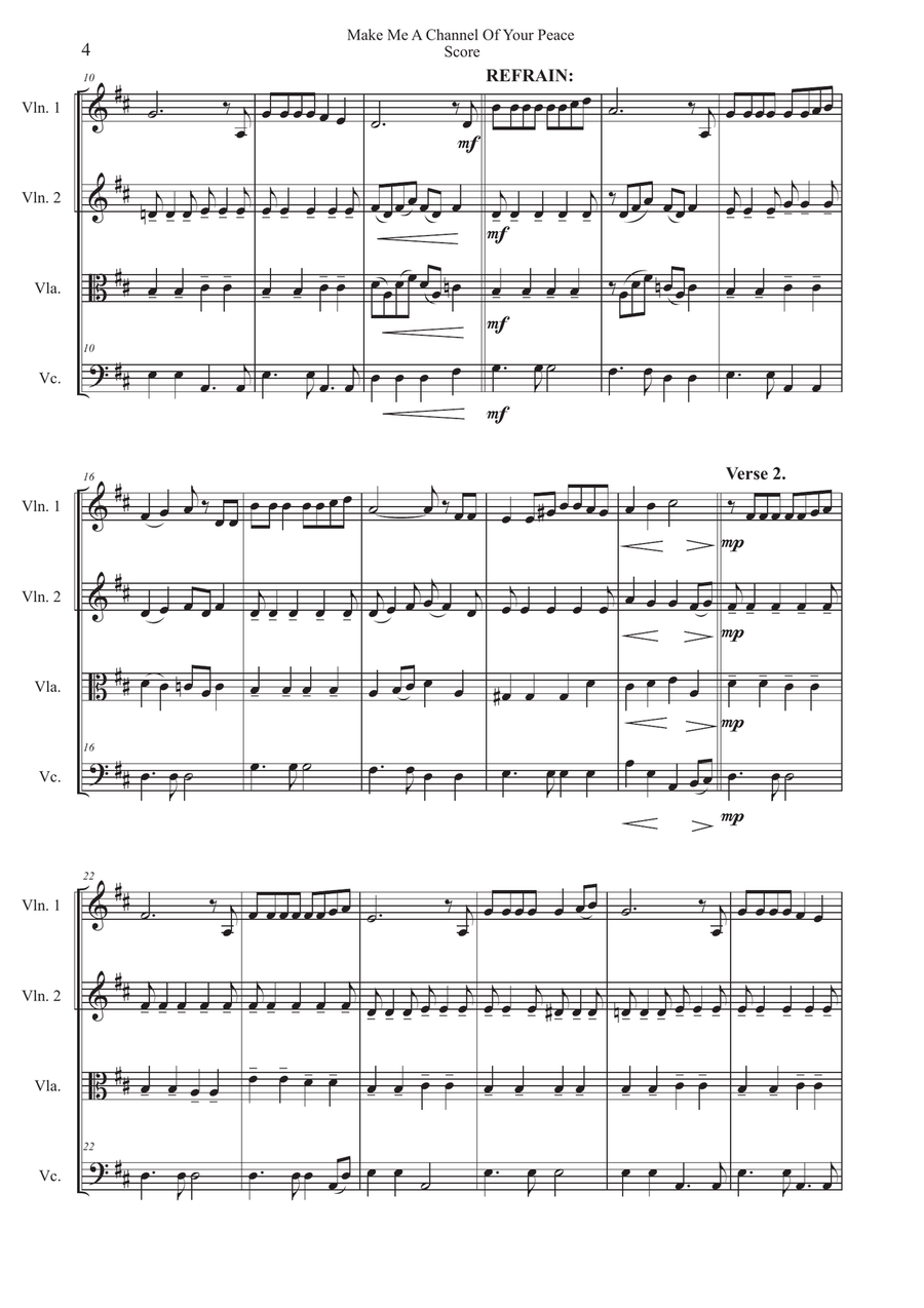 Make Me A Channel Of Your Peace (prayer Of St. Francis) String Quartet scores gallery preview page 4