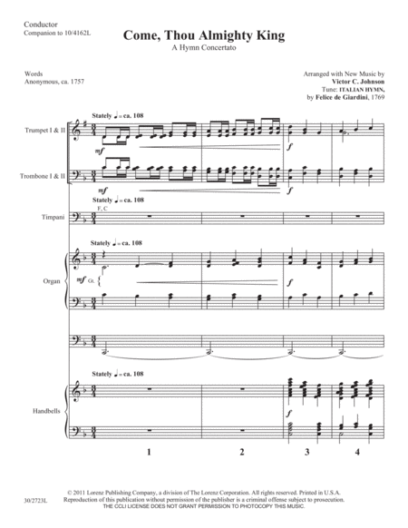 Come, Thou Almighty King - Brass and Timpani Score and Parts