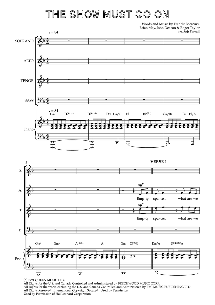 The Show Must Go On 4-Part scores gallery preview page 1