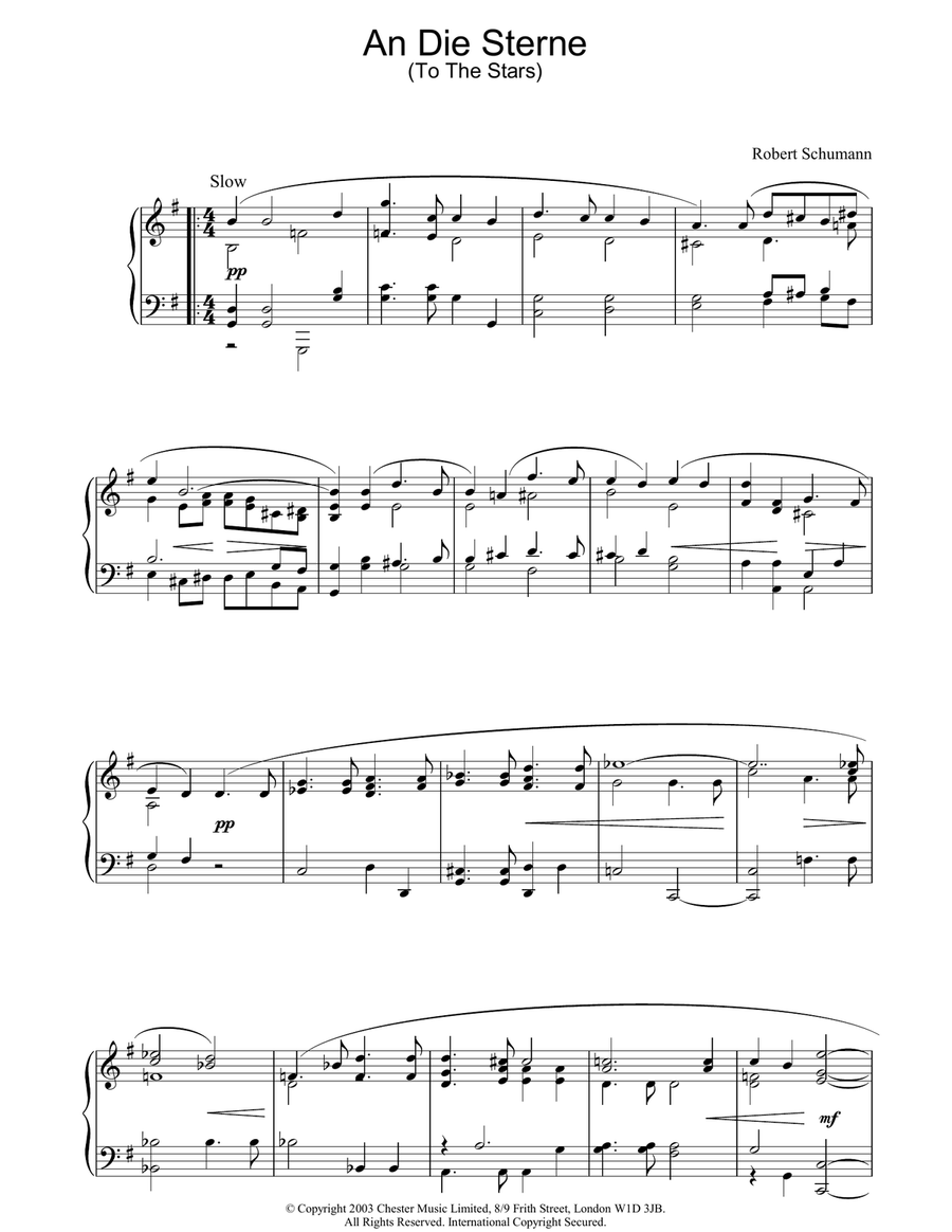 An Die Sterne Piano Solo scores gallery preview page 1