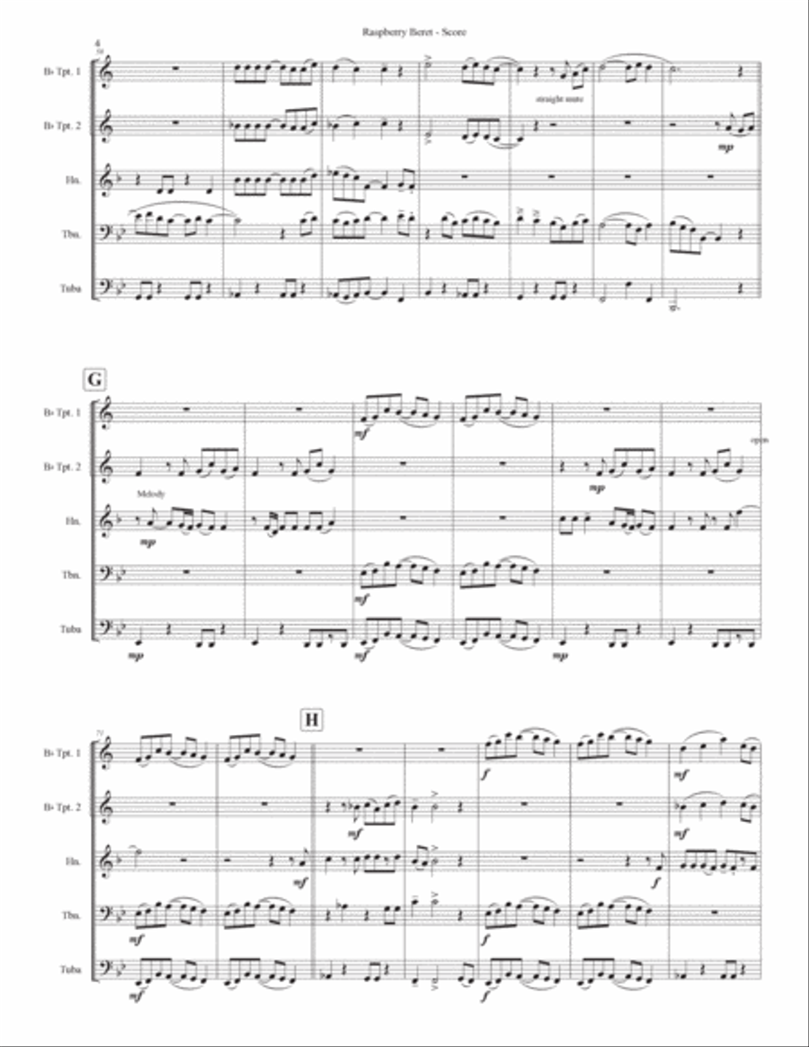 Raspberry Beret Brass Ensemble scores gallery preview page 4