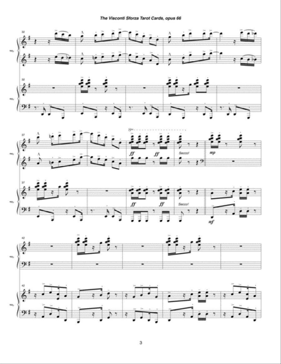 Visconti Sforza Tarot Cards, opus 66 ... Twenty Two Salon Pieces For Two Pianos (1996) 20 Il Sole 2 Pianos, 4-Hands scores gallery preview page 3
