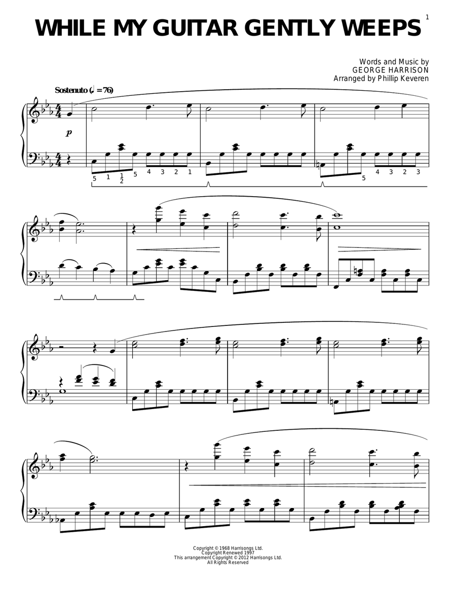 While My Guitar Gently Weeps [Classical version] (arr. Phillip Keveren) Acoustic Guitar scores gallery preview page 1