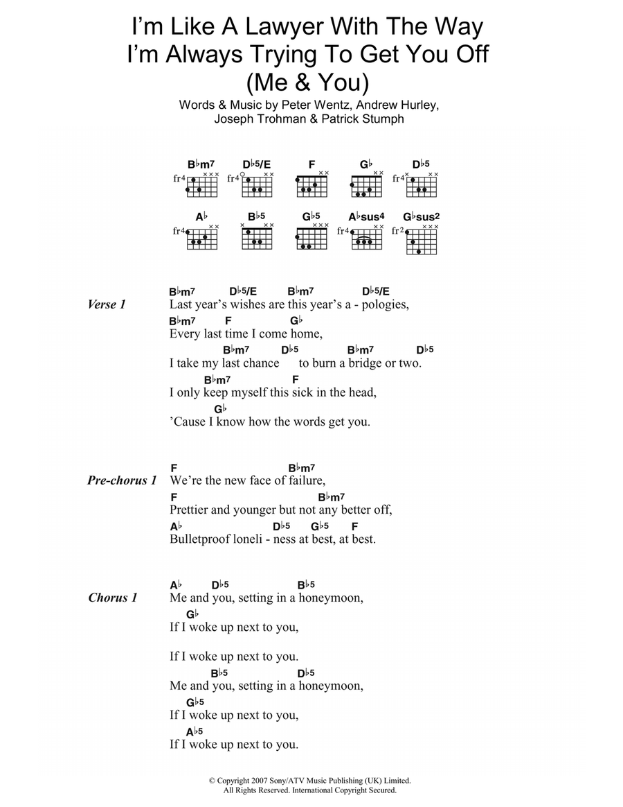 I'm Like A Lawyer With The Way I'm Always Trying To Get You Off (Me & You) Easy Guitar scores gallery preview page 1