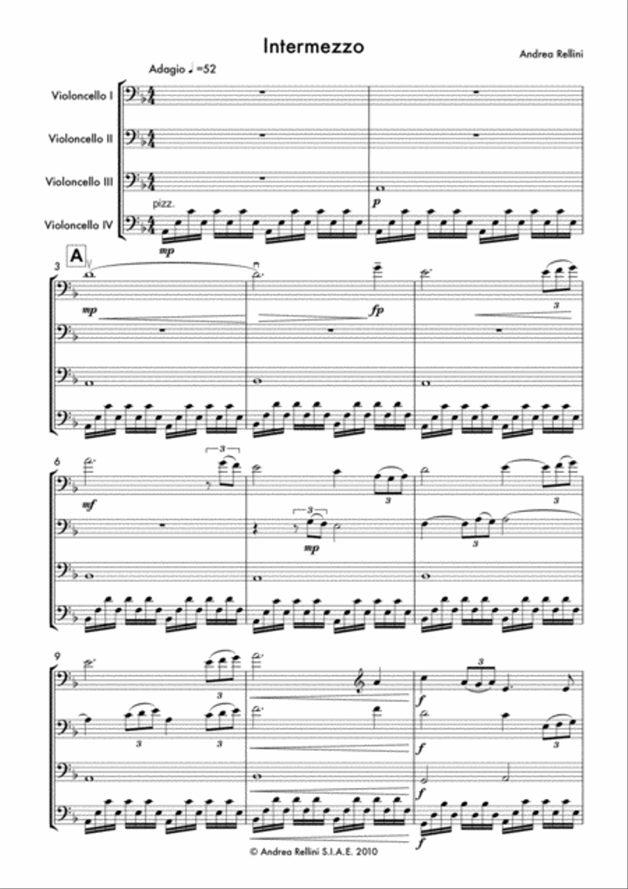 Intermezzo (Cello Quartet) String Quartet scores gallery preview page 2