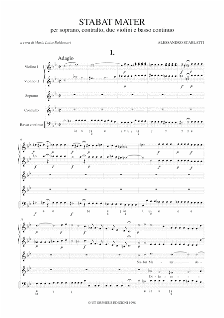 Stabat Mater for Soprano, Contralto, 2 Violins and Continuo