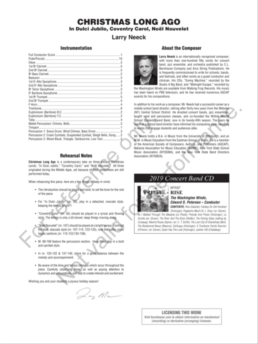 Christmas Long Ago Concert Band scores gallery preview page 3