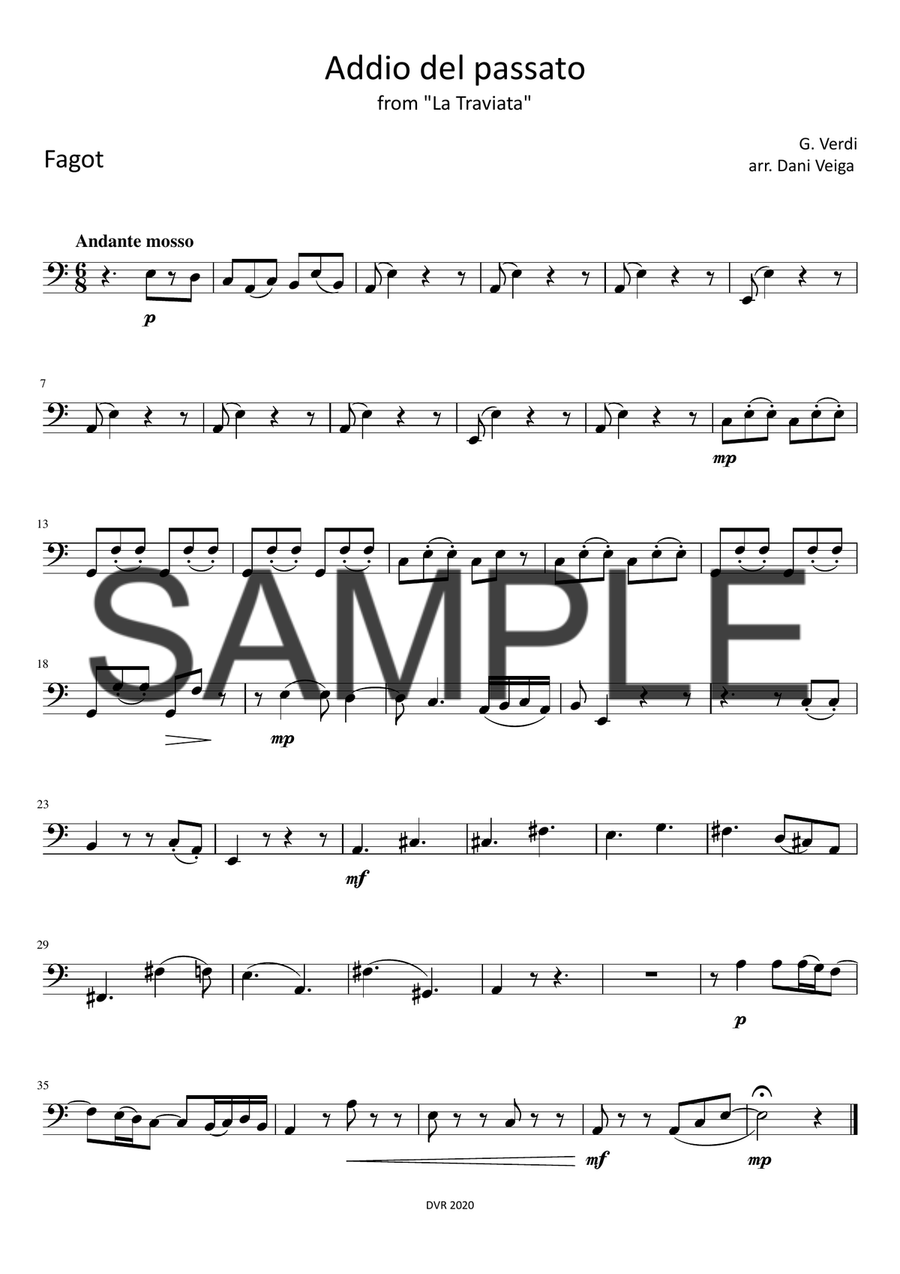 Addio del Passato (from la Traviata) - Oboe, Clarinet, Bassoon and Piano Small Ensemble scores gallery preview page 3
