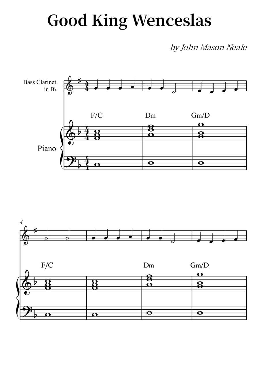 Good King Wenceslas Bass Clarinet scores gallery preview page 1
