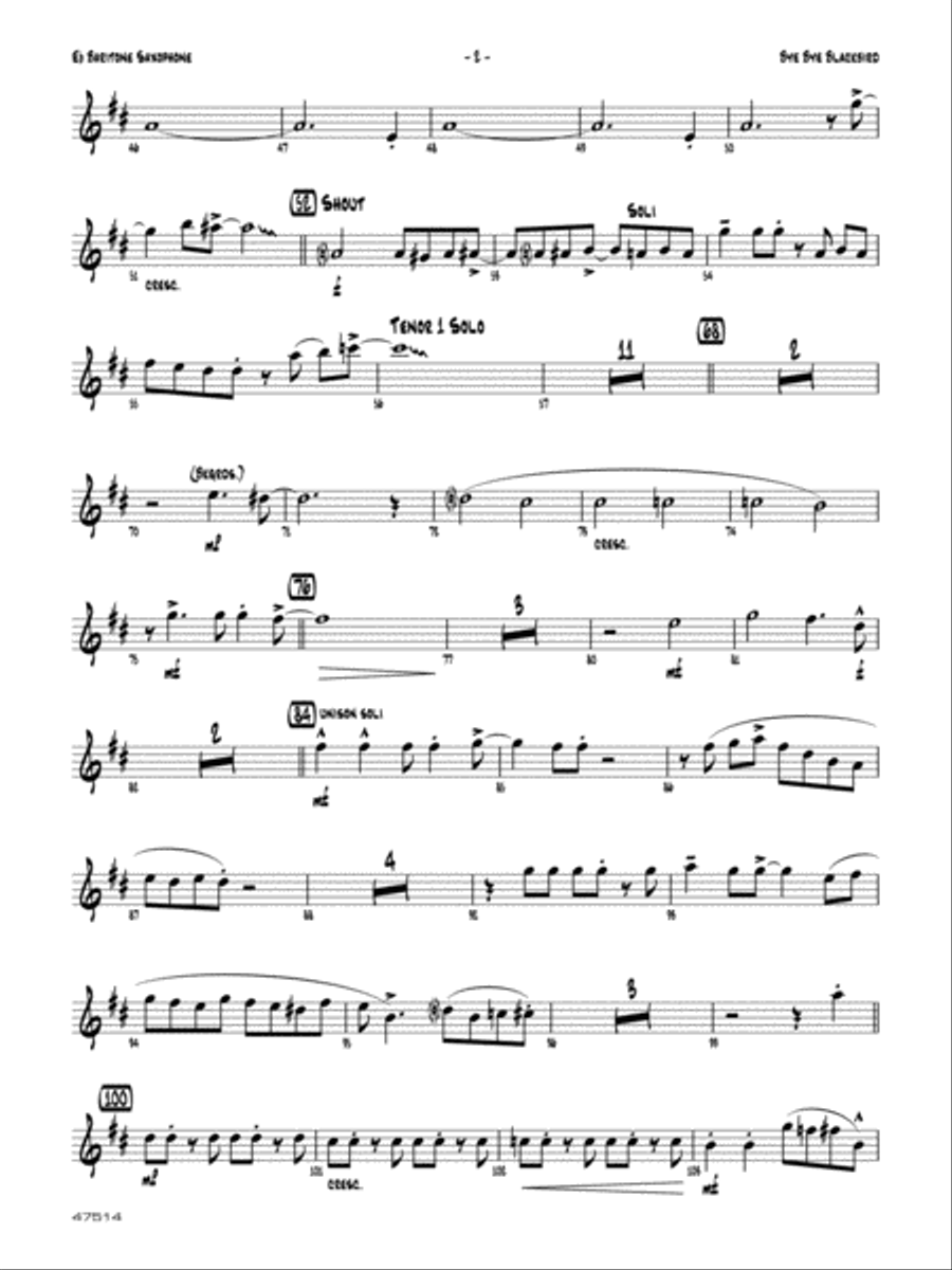 Bye Bye Blackbird: E-flat Baritone Saxophone Jazz Ensemble scores gallery preview page 2