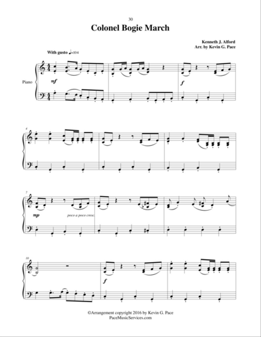 Colonel Bogie March - moderate level piano solo Easy Piano scores gallery preview page 2