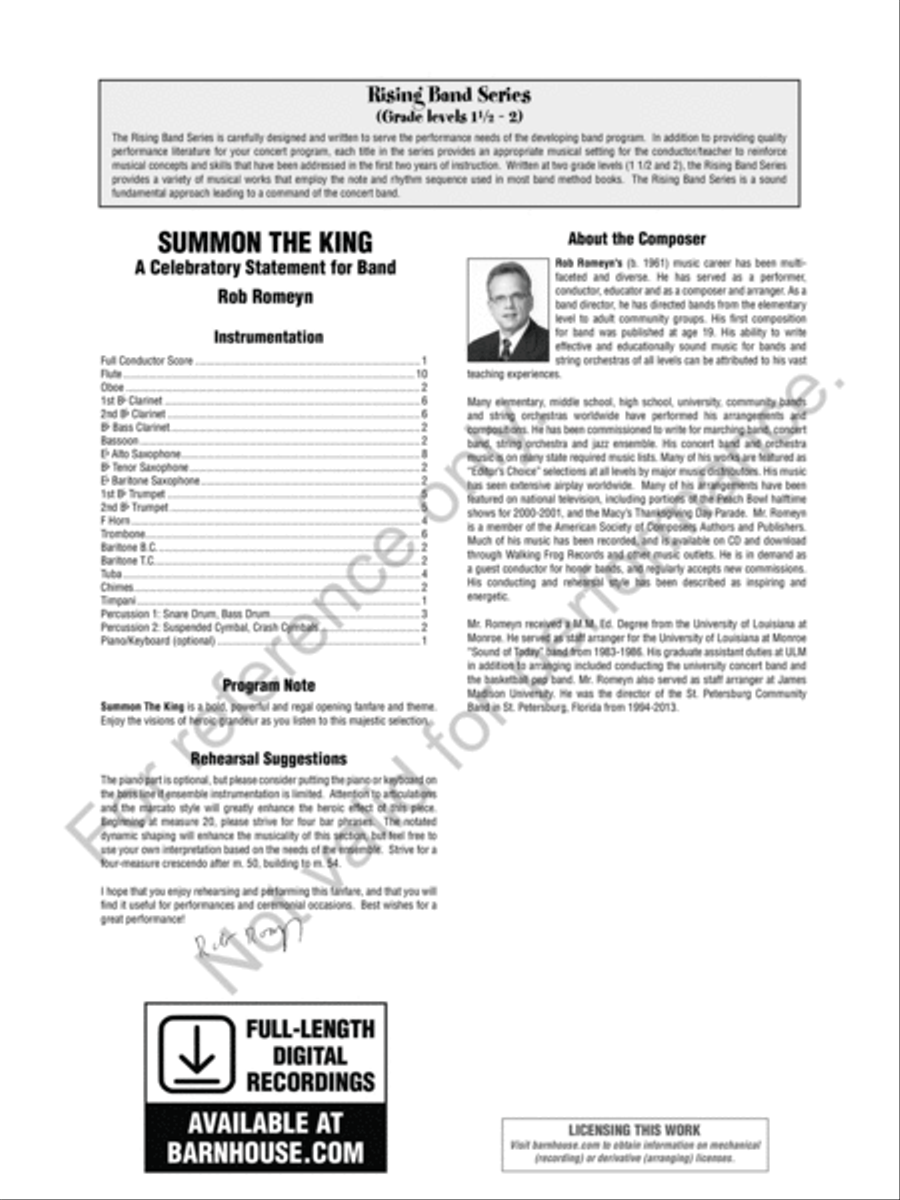 Summon The King Summon The King Concert Band scores gallery preview page 3