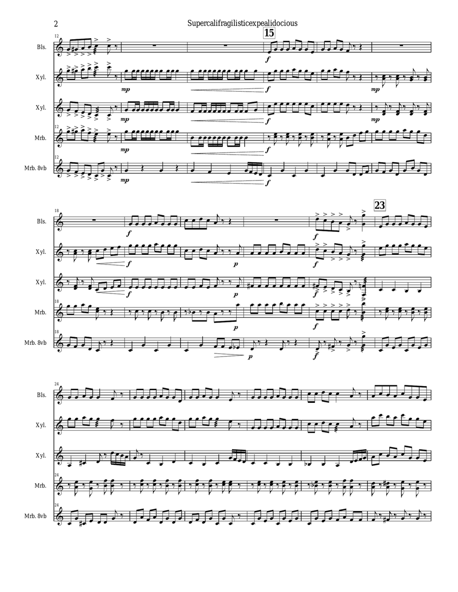 Supercalifragilisticexpialidocious from Walt Disney's MARY POPPINS Percussion Ensemble scores gallery preview page 2