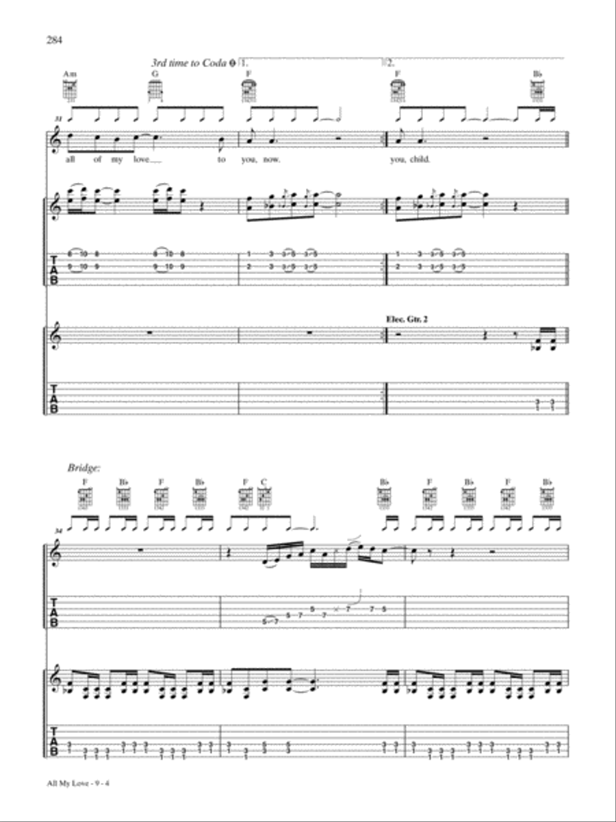 All My Love Guitar Tablature scores gallery preview page 4