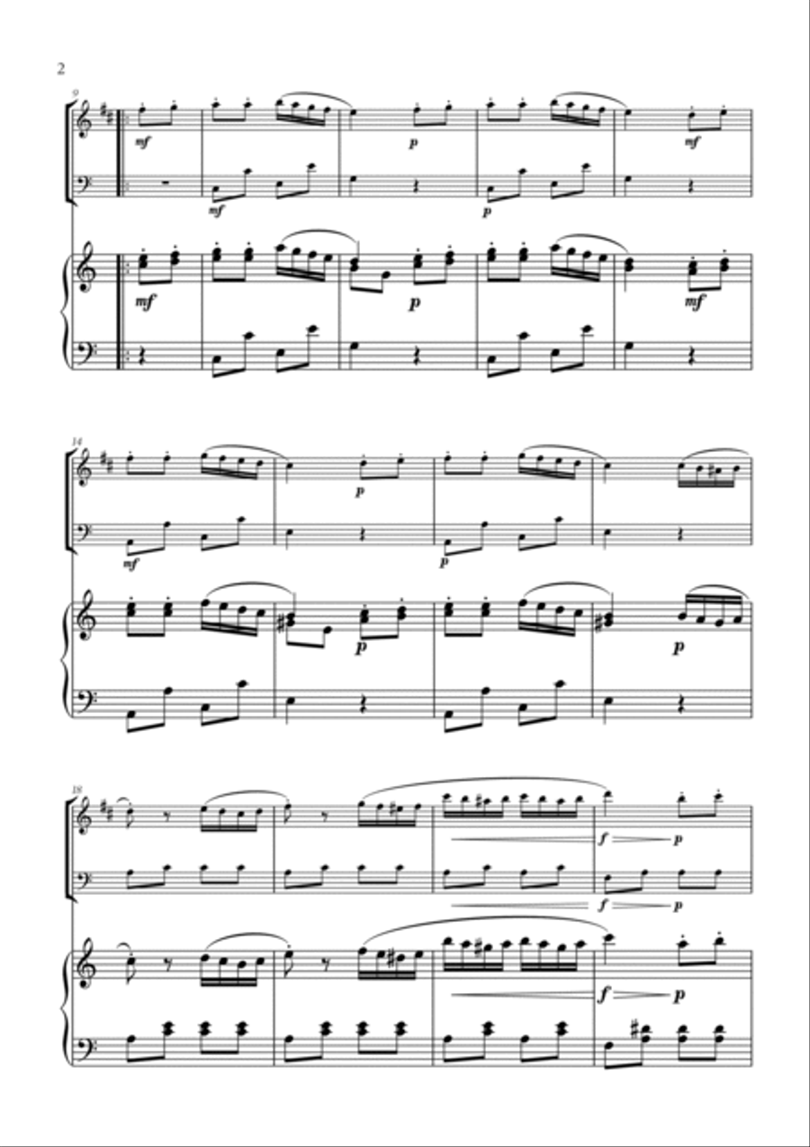 W. A. Mozart - Turkish March (Alla Turca) for Clarinet, Cello and Piano B-Flat Clarinet scores gallery preview page 2