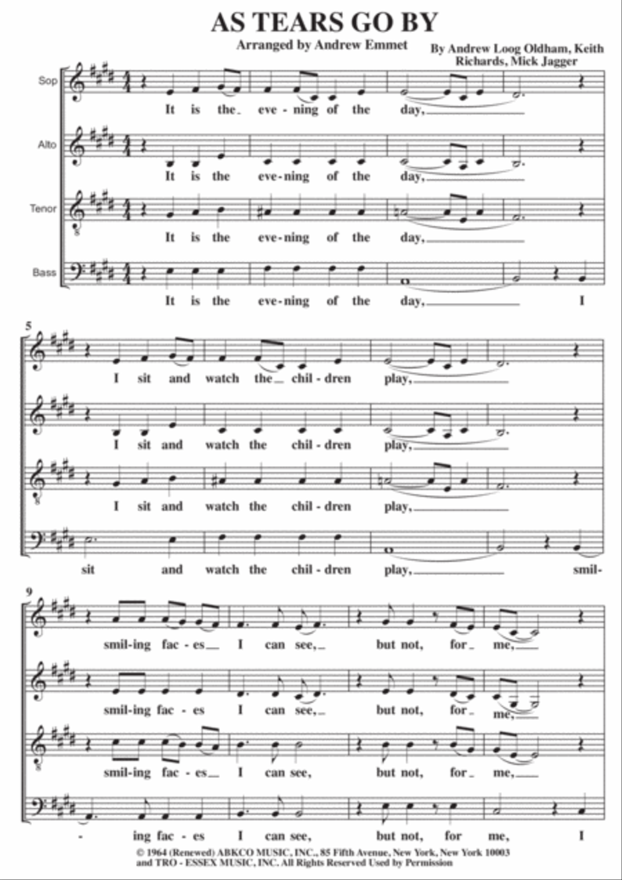 As Tears Go By 4-Part scores gallery preview page 1