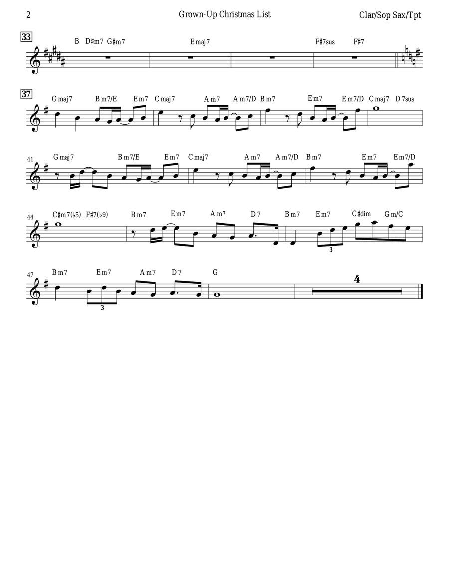 Grown-Up Christmas List B-Flat Clarinet scores gallery preview page 2