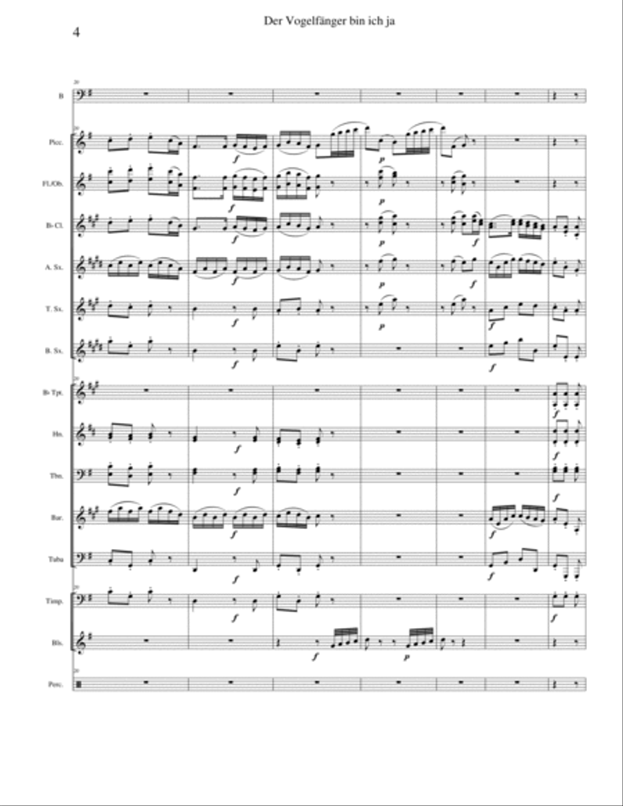 Der Vogelfanger from The Magic Flute for Concert Band and Baritone voice Concert Band scores gallery preview page 4
