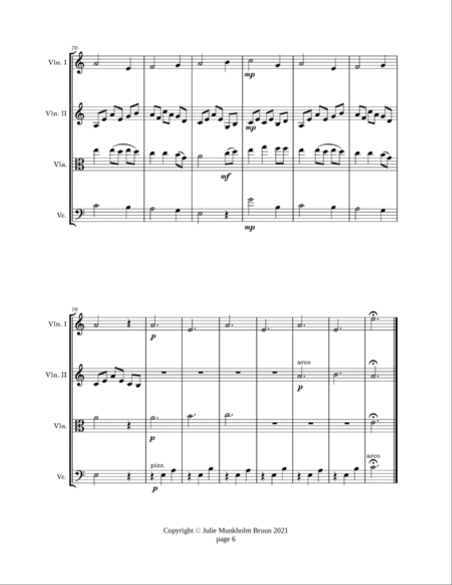 Visa från Rattvik, String Quartet; 2 violins, viola & cello String Quartet scores gallery preview page 6
