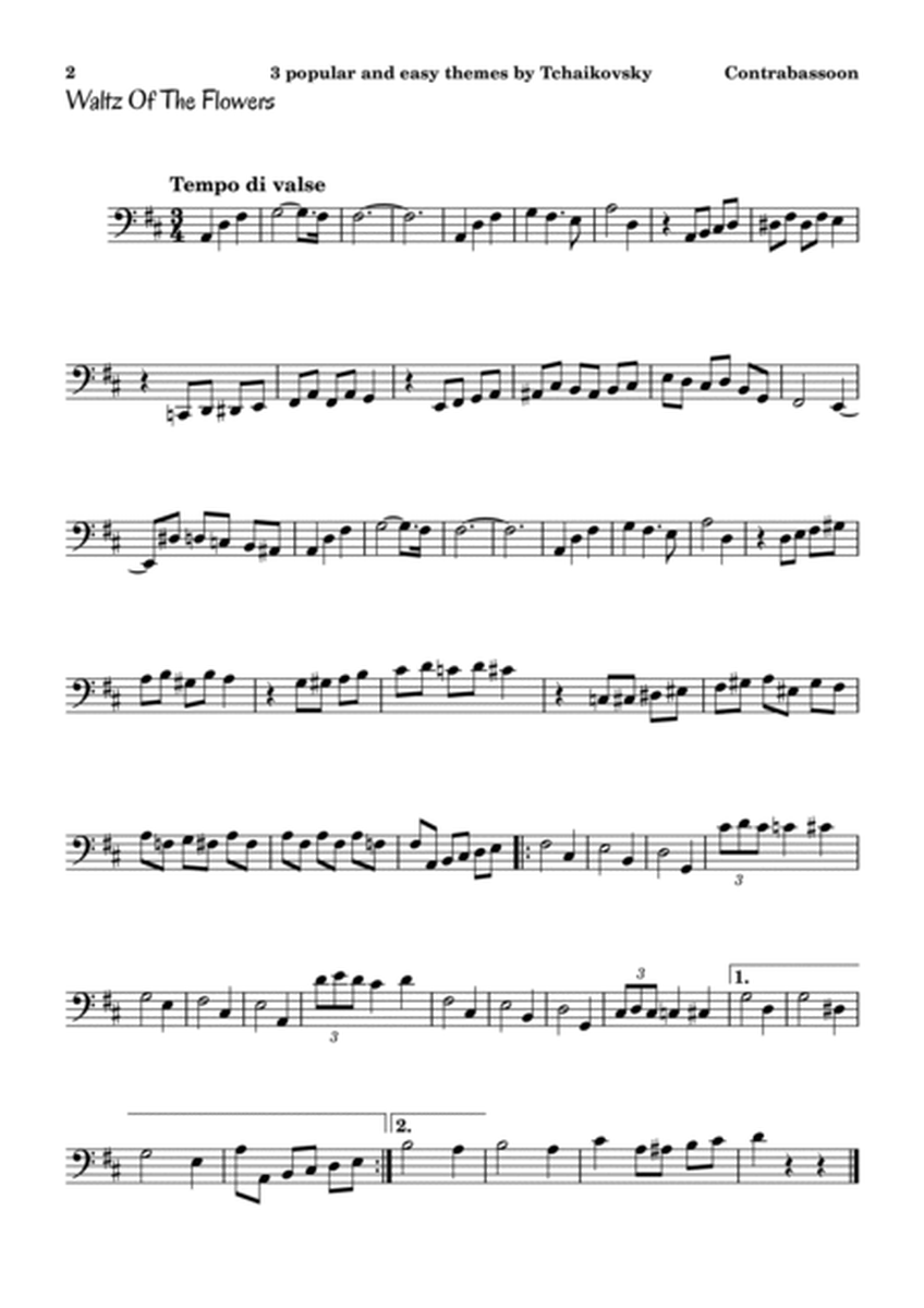 3 popular and easy themes by Tchaikovsky with accompaniment and chord symbols for Contrabassoon image number null