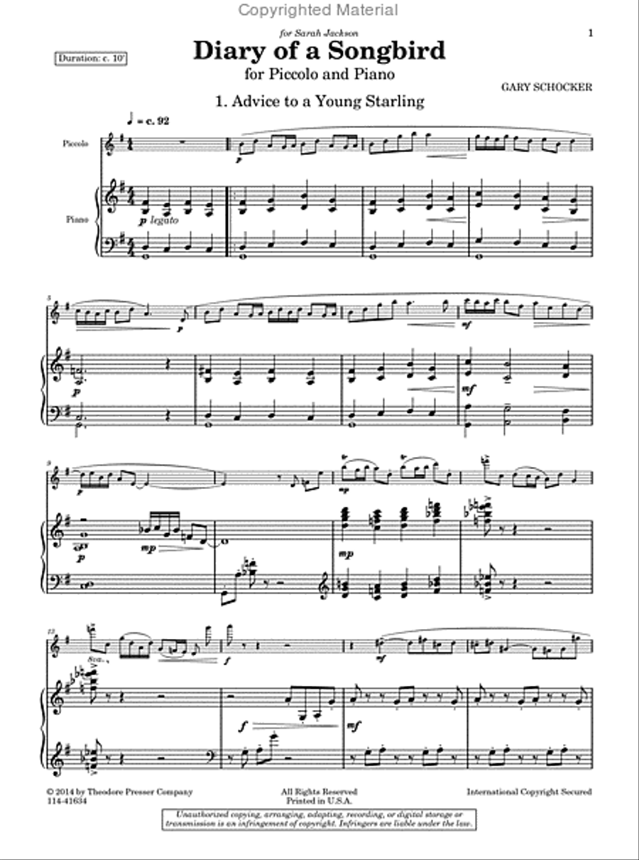 Diary Of A Songbird Chamber Music scores gallery preview page 2