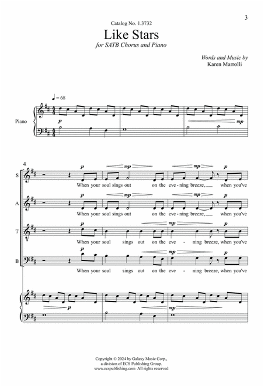 Like Stars 4-Part scores gallery preview page 3