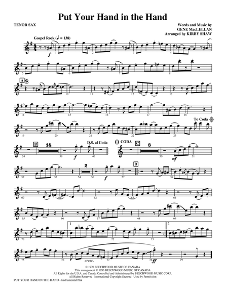 Put Your Hand In The Hand (arr. Kirby Shaw) - Tenor Sax