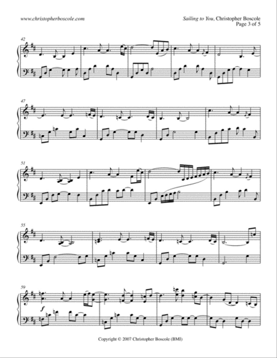 Sailing to You Piano Solo by Christopher Boscole Piano Solo scores gallery preview page 3