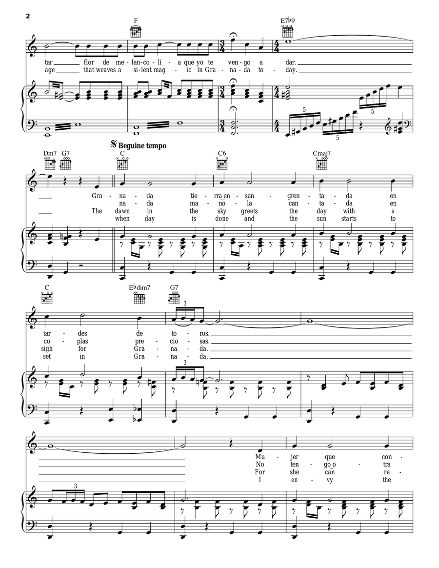Granada Granada Piano, Vocal, Guitar scores gallery preview page 2