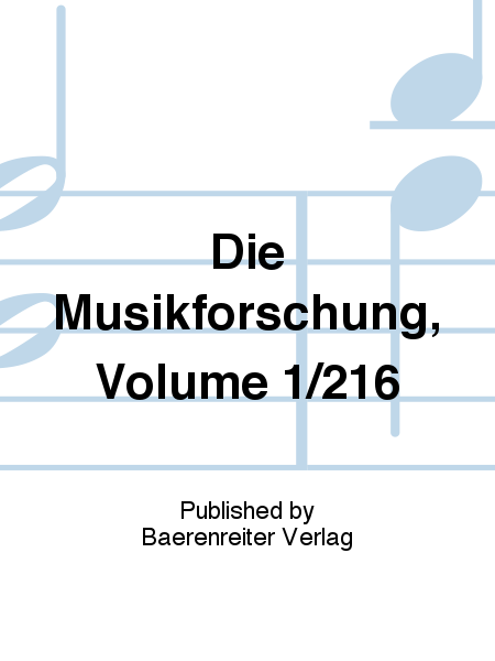 Die Musikforschung, Volume 1/2016