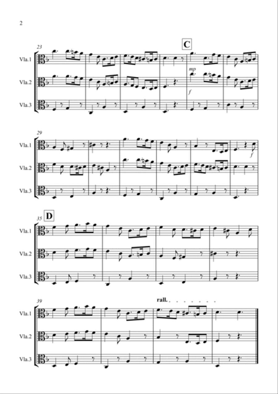 Greensleeves for Viola Trio Viola scores gallery preview page 2