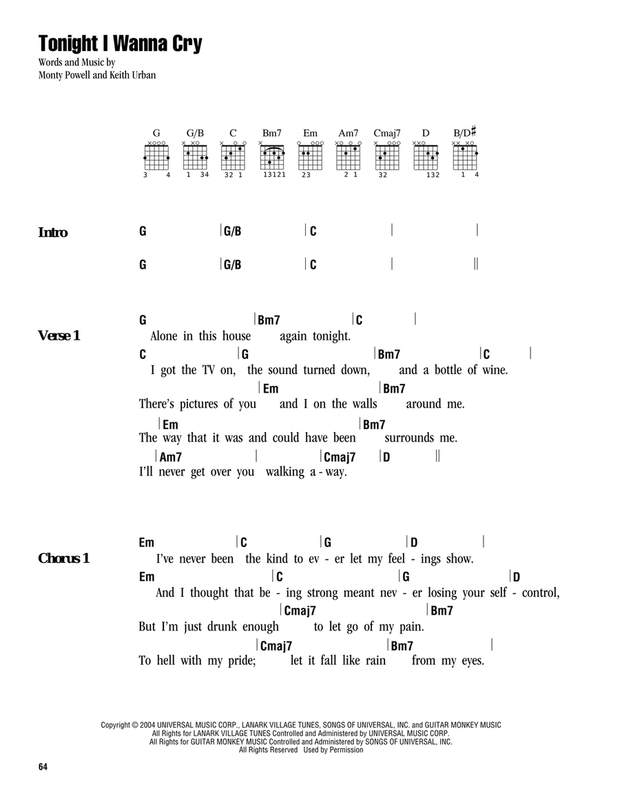Tonight I Wanna Cry Acoustic Guitar scores gallery preview page 1