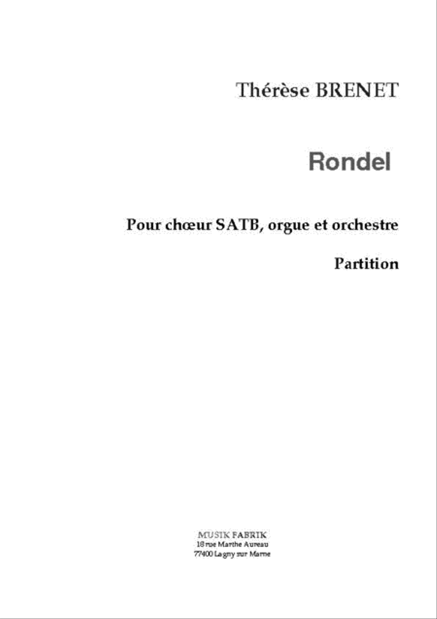 Rondel (fr txt) for SATB chorus, Organ and Orchestra 4-Part scores gallery preview page 1