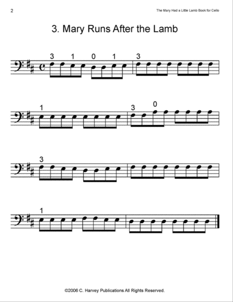 The 'Mary Had a Little Lamb' Book for Cello Cello scores gallery preview page 3
