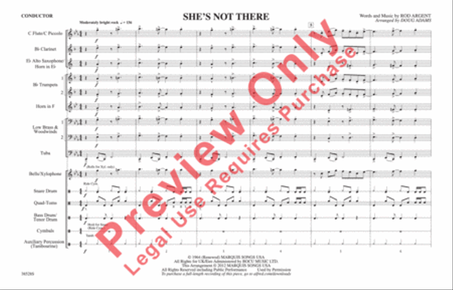 She's Not There Marching Band scores gallery preview page 2