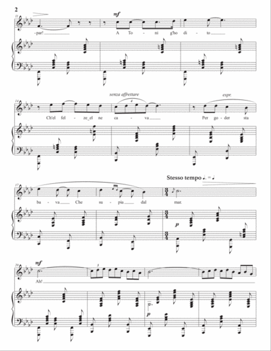 HAHN: La barcheta (transposed to F minor) Voice scores gallery preview page 3