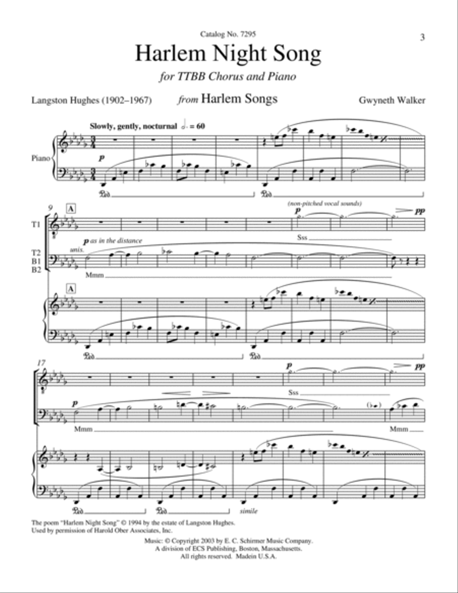 Harlem Night Song from Harlem Songs TTBB scores gallery preview page 3