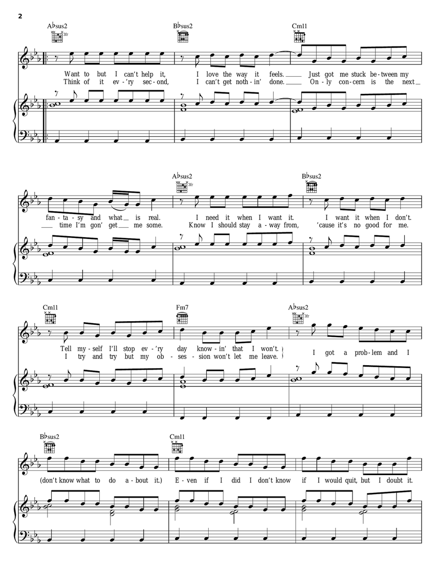 Because Of You Piano, Vocal, Guitar scores gallery preview page 2