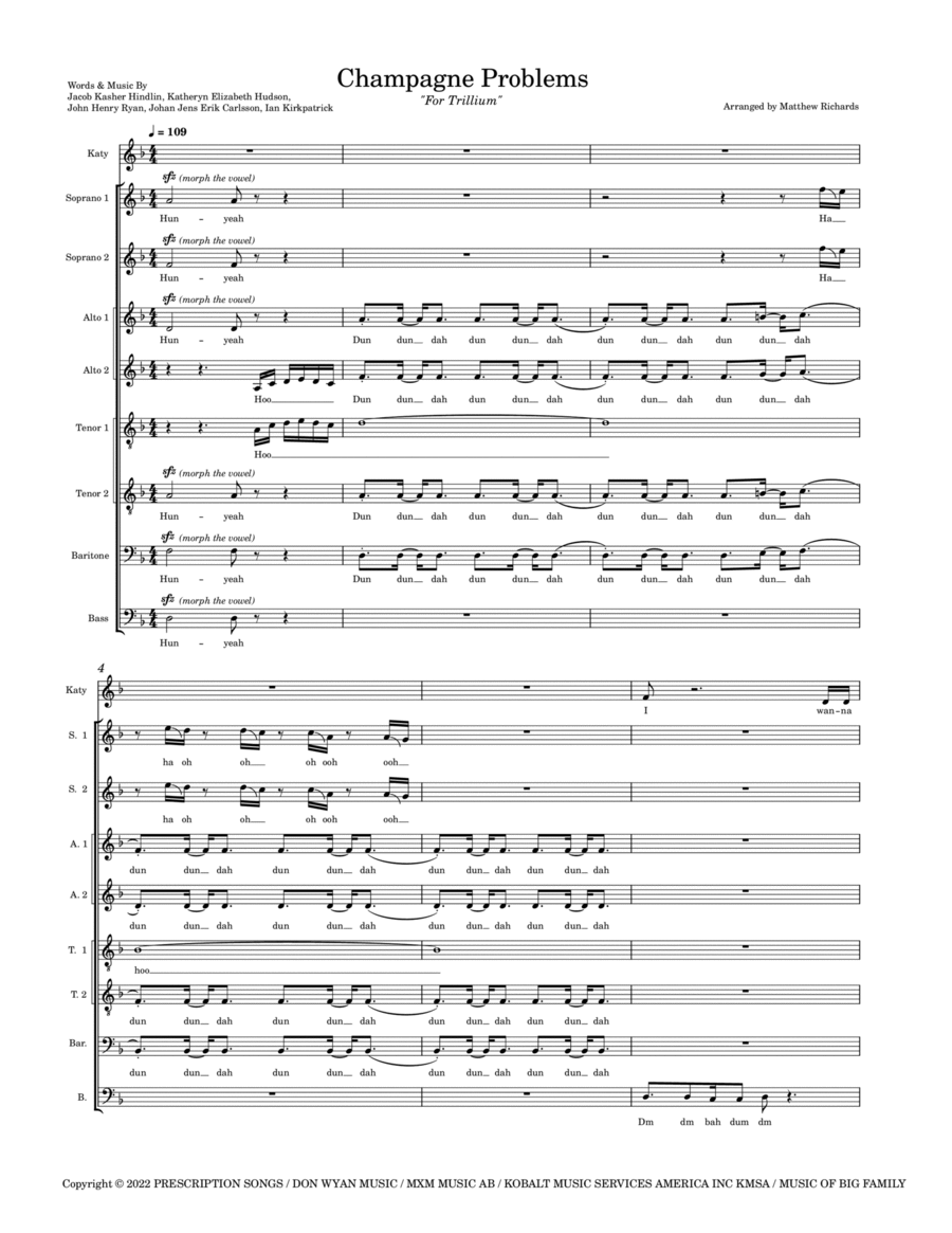 Champagne Problems 4-Part scores gallery preview page 1