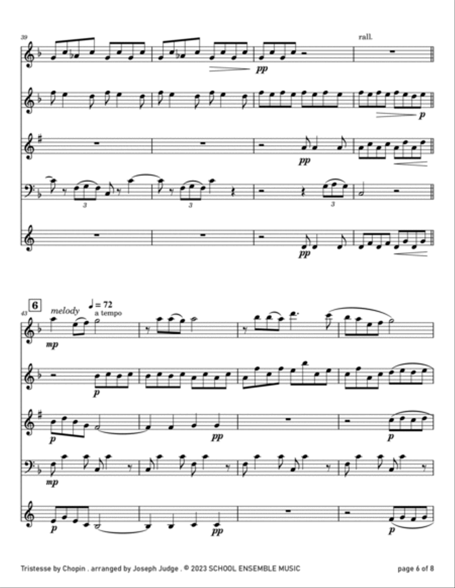 Tristesse by Chopin for Woodwind Quartet in Schools Woodwind Quartet scores gallery preview page 6