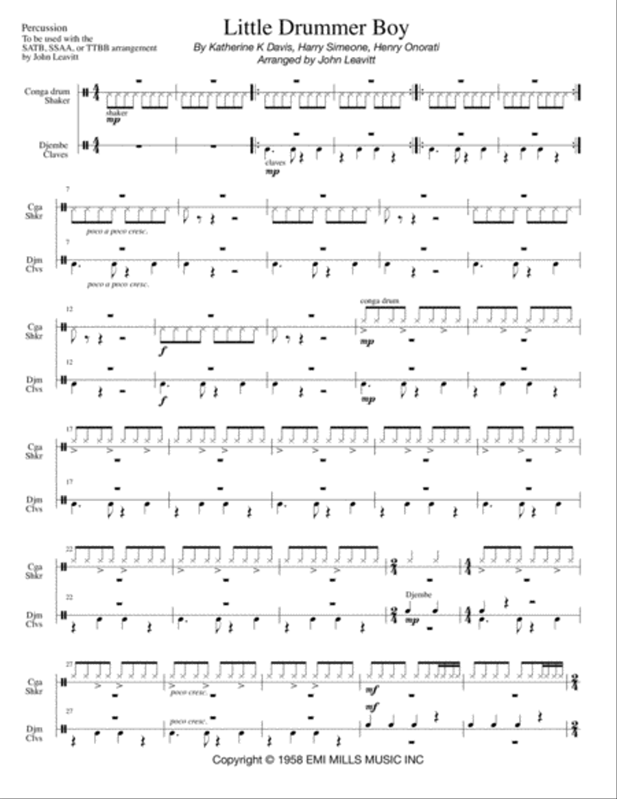 The Little Drummer Boy The Little Drummer Boy 4-Part scores gallery preview page 2