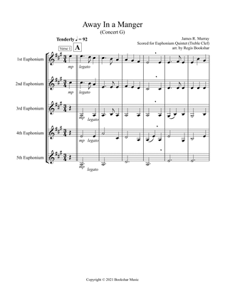 Away in a Manger (G) (Euphonium Quintet - Treble Clef)