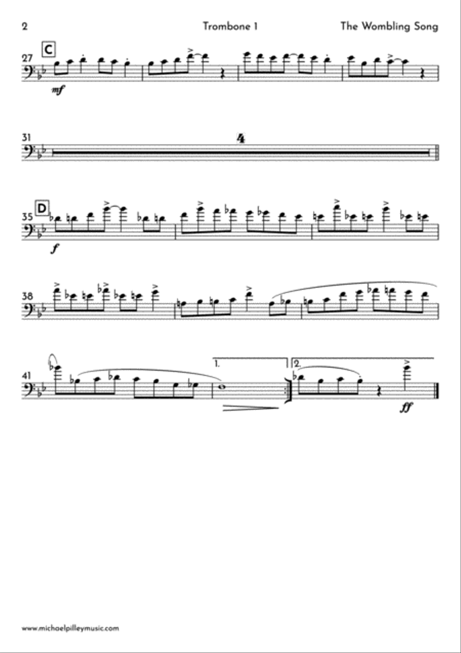 The Wombling Song Brass Ensemble scores gallery preview page 3