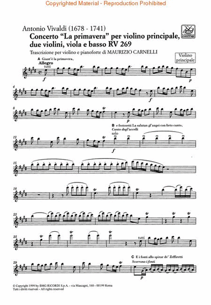 Concerto in E Major “La Primavera” (Spring) from The Four Seasons RV269, Op.8 No.1