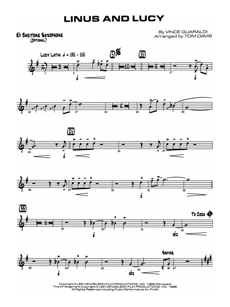 Linus and Lucy: E-flat Baritone Saxophone