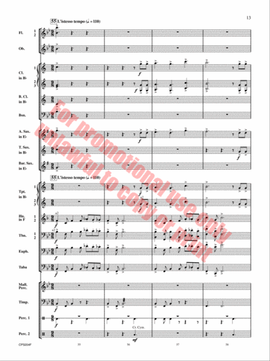 Happy Birthday Theme and Variations Concert Band scores gallery preview page 14