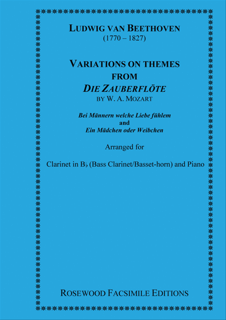 Two sets of Variations on Themes from the 'Magic Flute' (Mozart, W.A.) Bass Clarinet scores gallery preview page 1