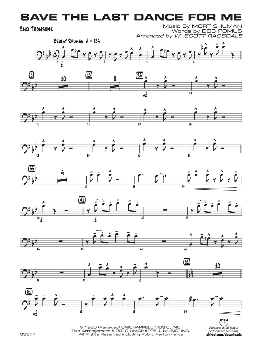 Save the Last Dance for Me: 2nd Trombone